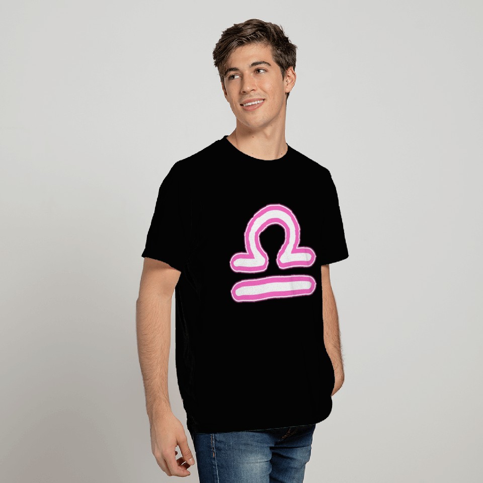 Libra Zodiac Sign Neon Pink T Shirts