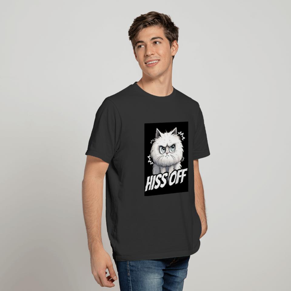 Hiss Off Grumpy Cat Meme Fluffy Kitten Cute Cat T Shirts