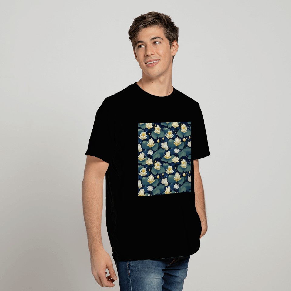 Serenity Blooms: Timeless Lotus Pattern T Shirts