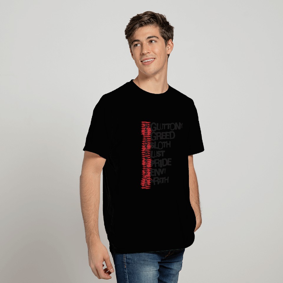 Seven Deadly Sins Distressed List T Shirts