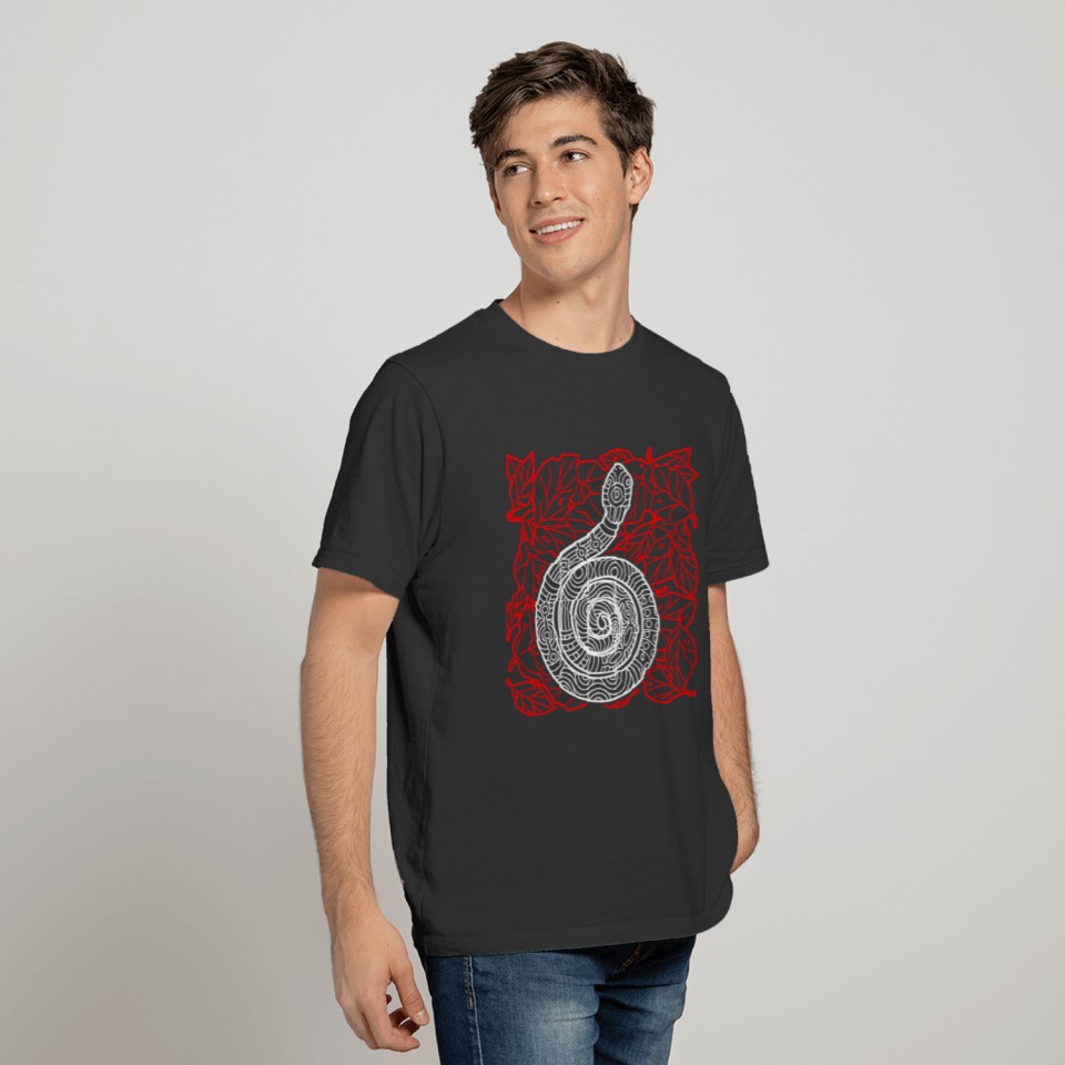 Tribal Snake Ink Art Tattoo Red White T Shirts