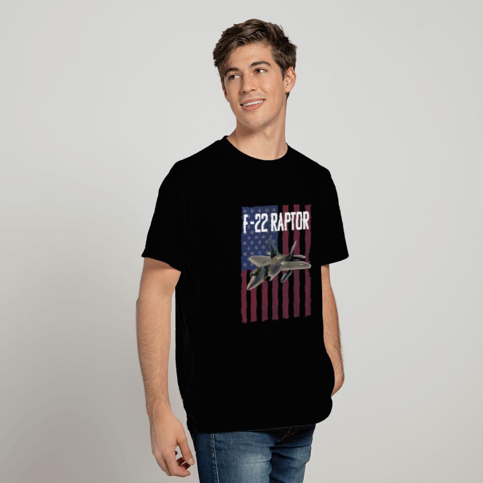 F 22 Raptor Aircraft USA Flag T Shirts