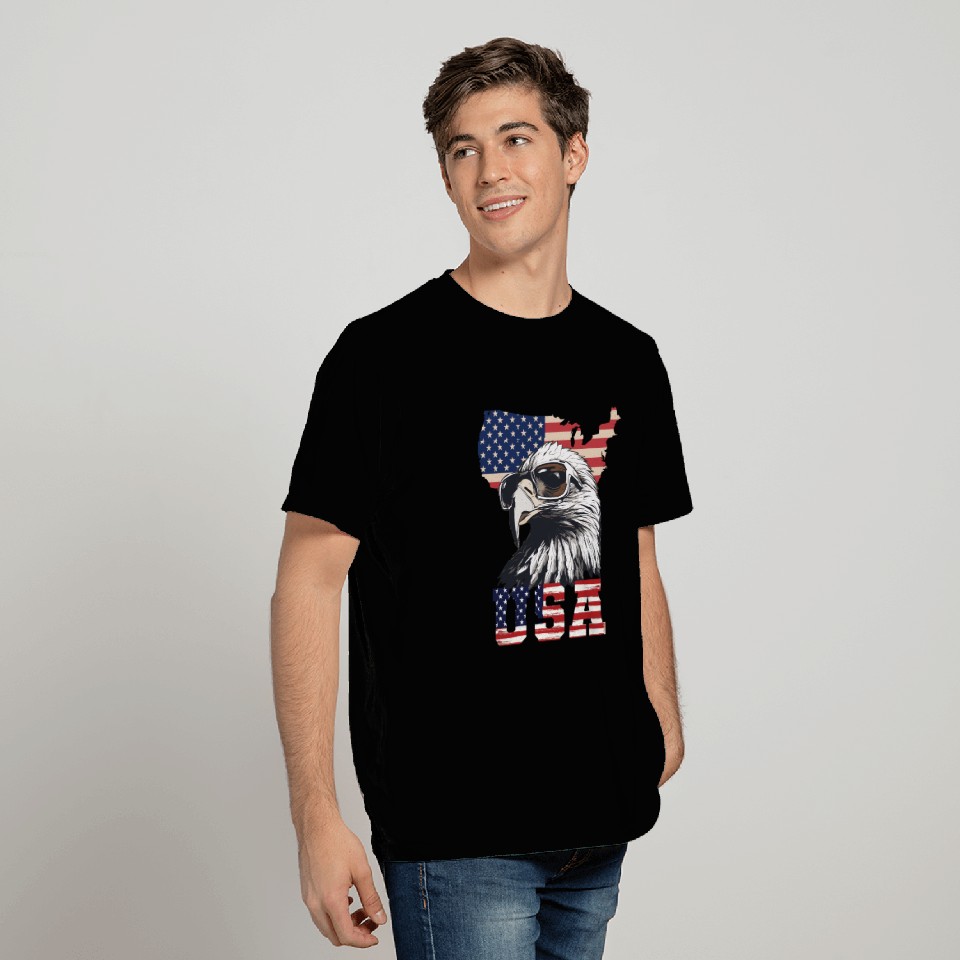 gift idea bald eagle american flag T Shirts