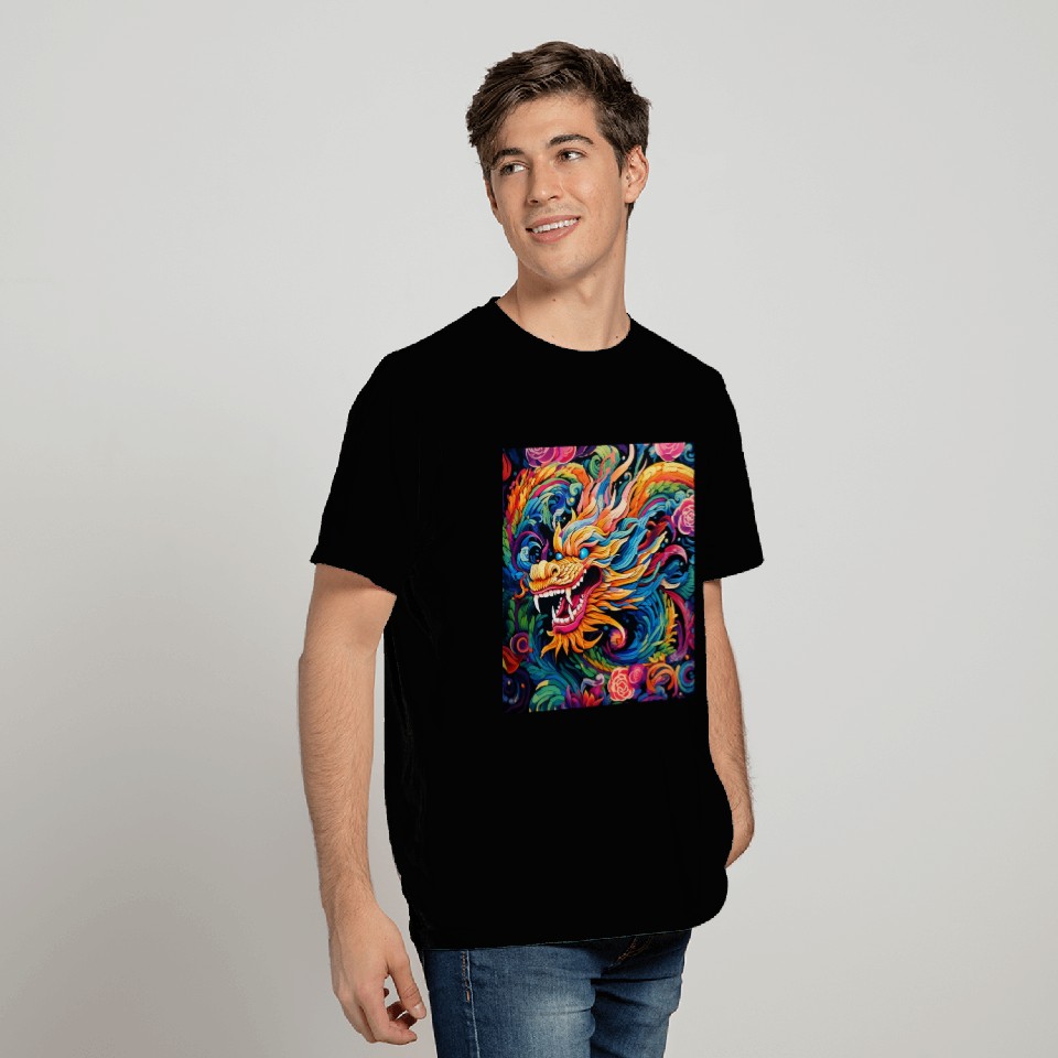 dragon pattern circle pentel color T Shirts