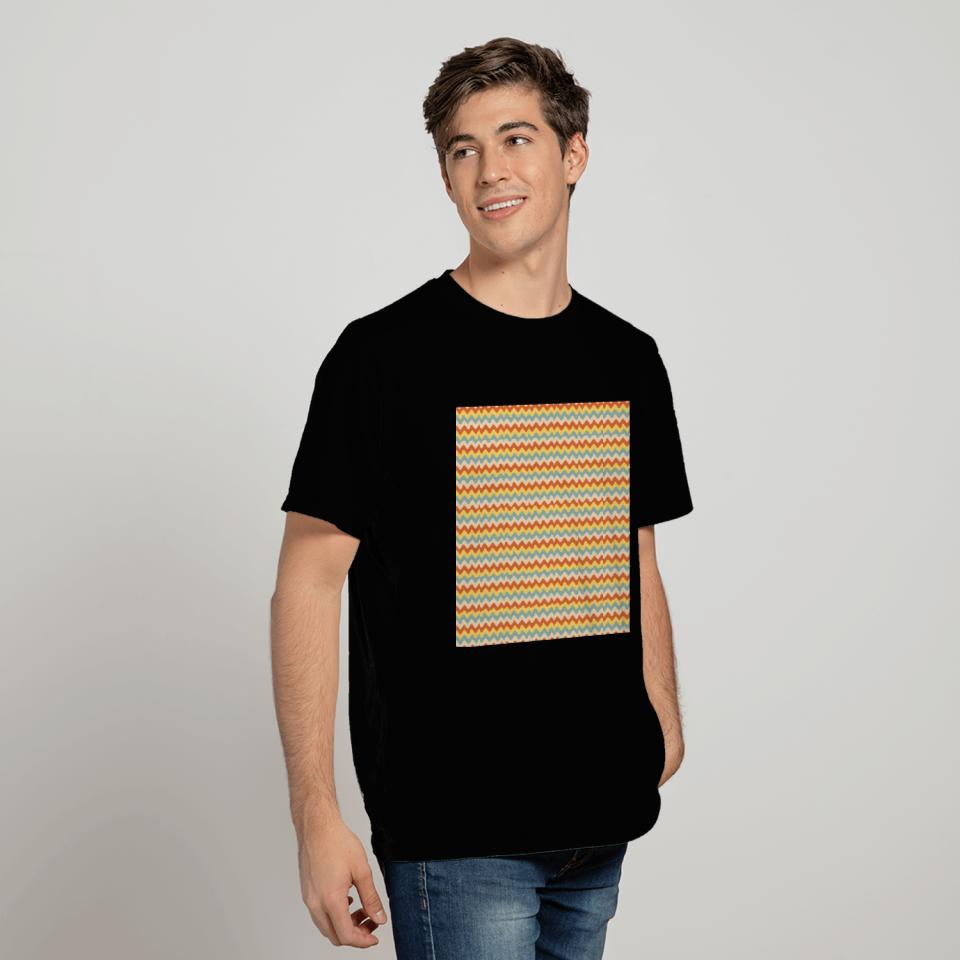 Retro Waves Pattern Red Teal Yellow T Shirts