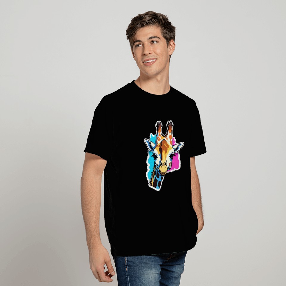 Giraffe Color Splash Giraffe Head T Shirts