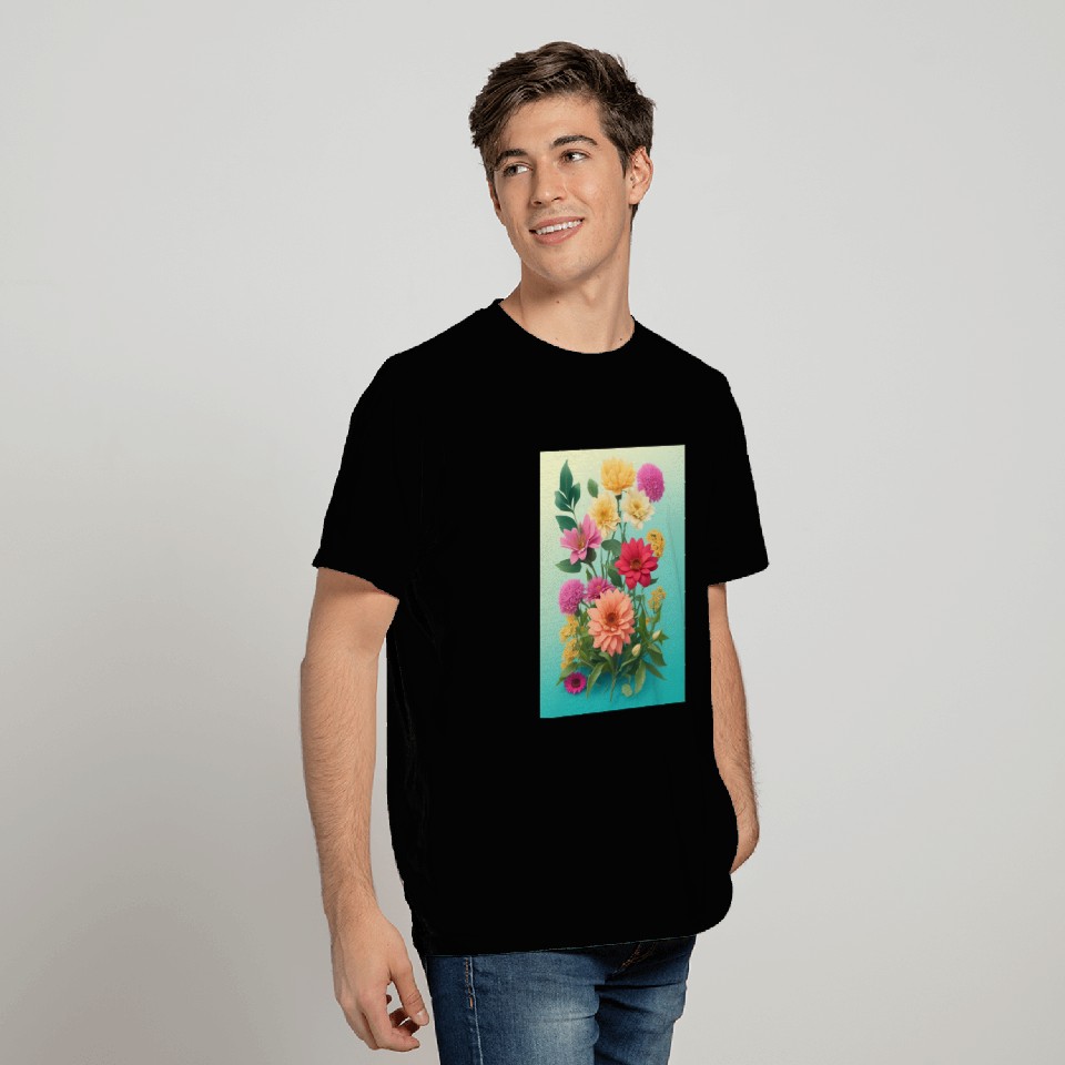 Peach and Pink Spring Flowers T Shirts