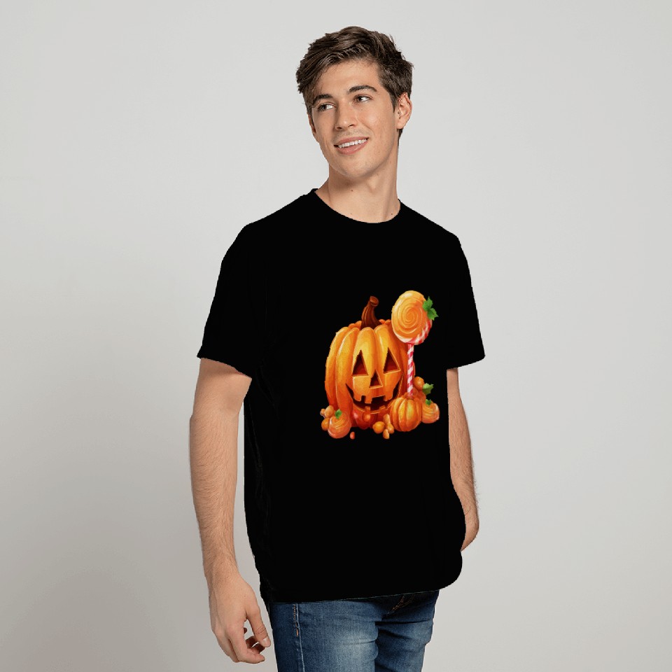 Cute Halloween Pumpkin With Candy T Shirts