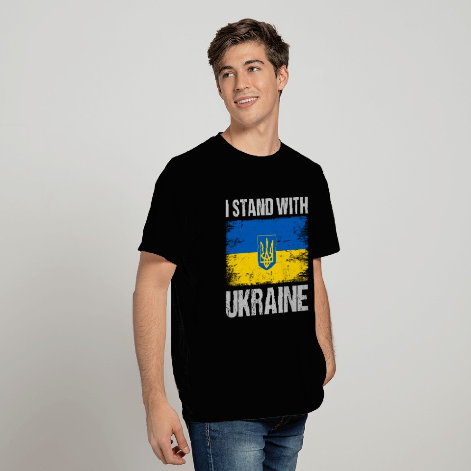 I Stand With Ukraine Ukrainian Flag T Shirts