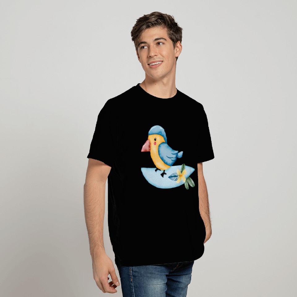 Surfing Bird Watercolor T Shirts