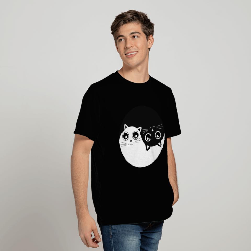 Black and white Cat ying yang T Shirts