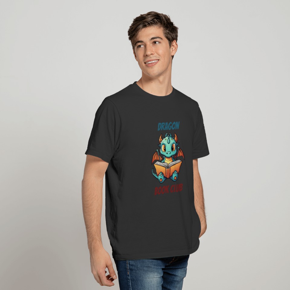 Cute Dragon with Wings Reading a Book T Shirts