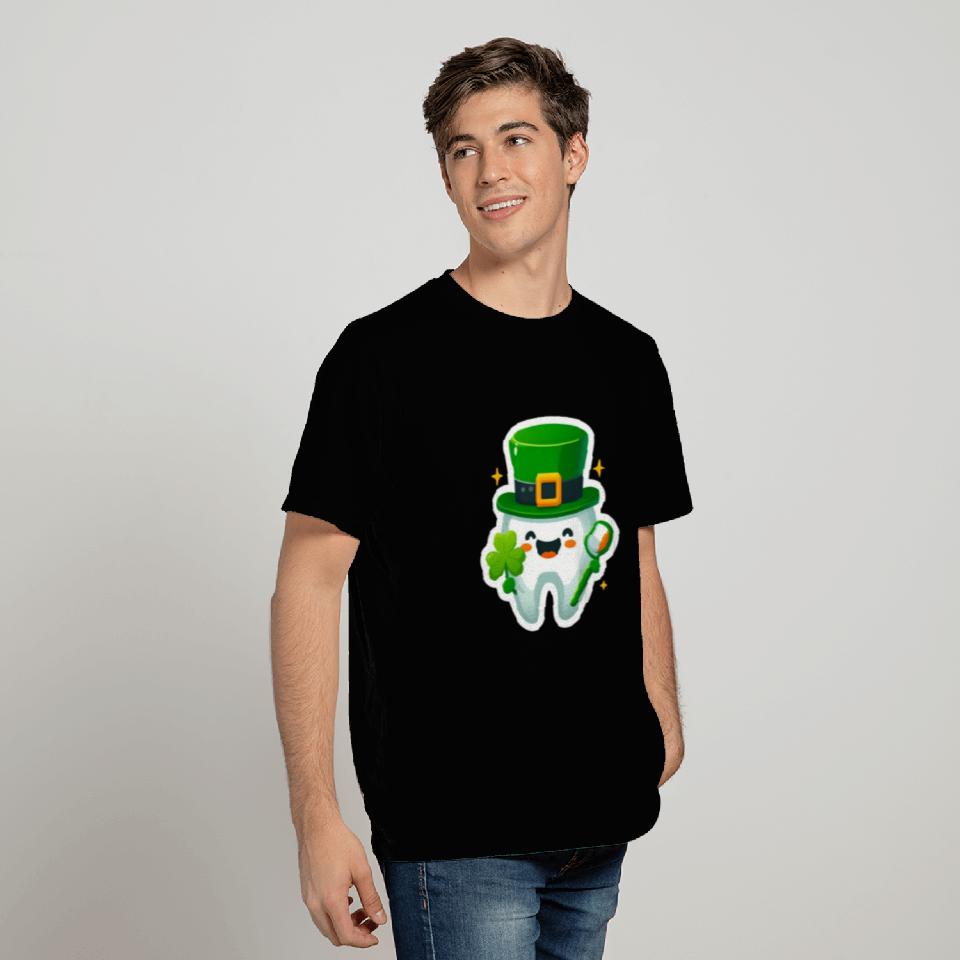 St patricks day cartoon dentist design, cute tooth T Shirts