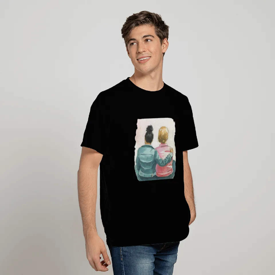 Watercolor Lesbian Couple T Shirts