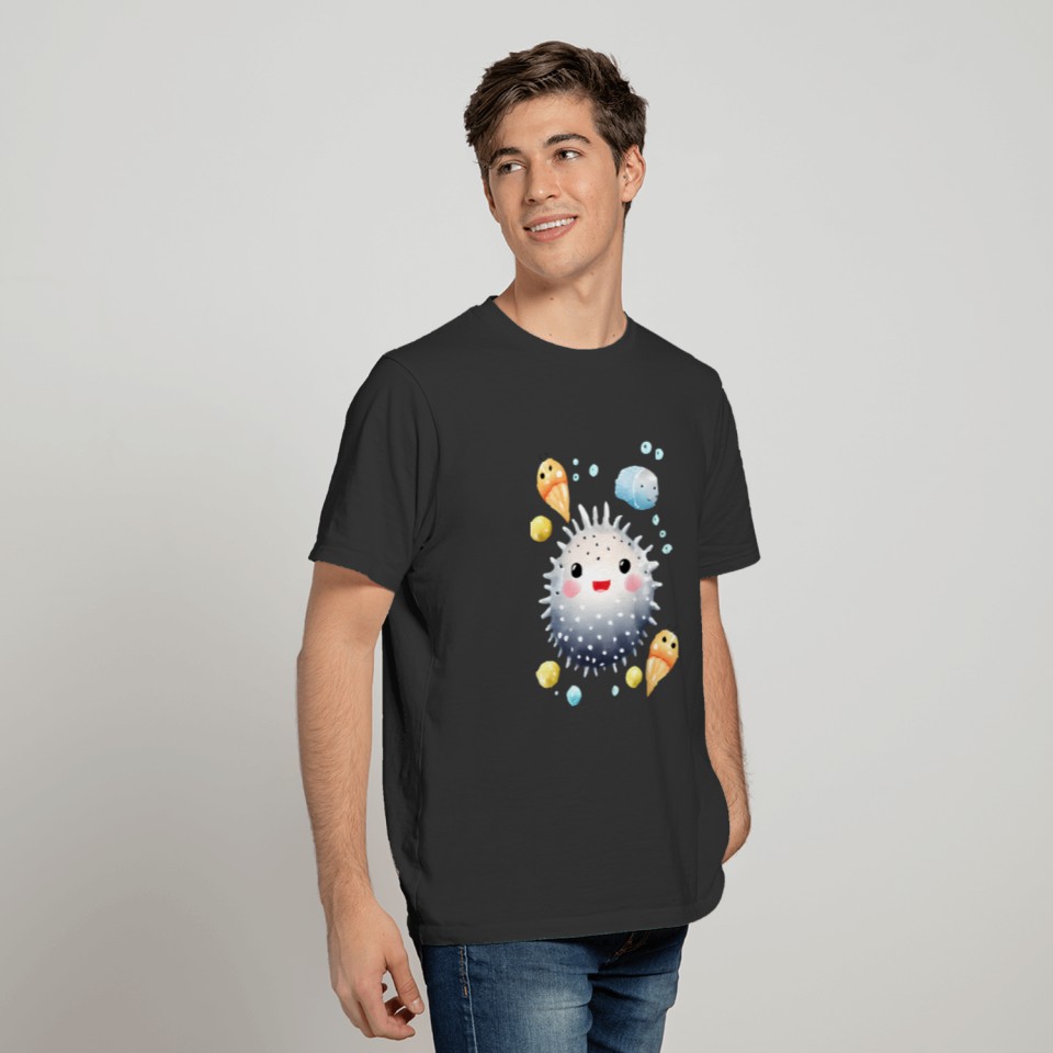 Cute Pufferfish and Friends Design T Shirts