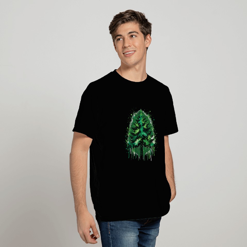 Emerald Forest Drip Art Inspired Design T Shirts