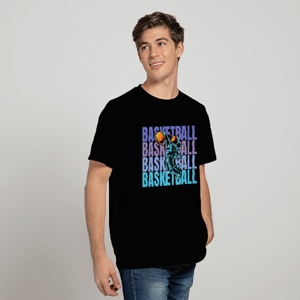 Astronaut Dunking Basketball Creative Illustration T Shirts