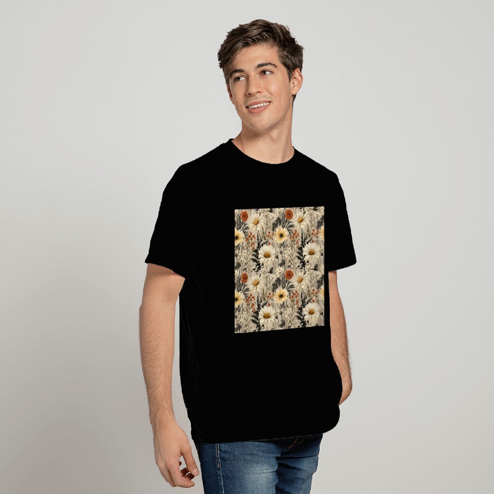 Delicate Wildflowers Pattern T Shirts