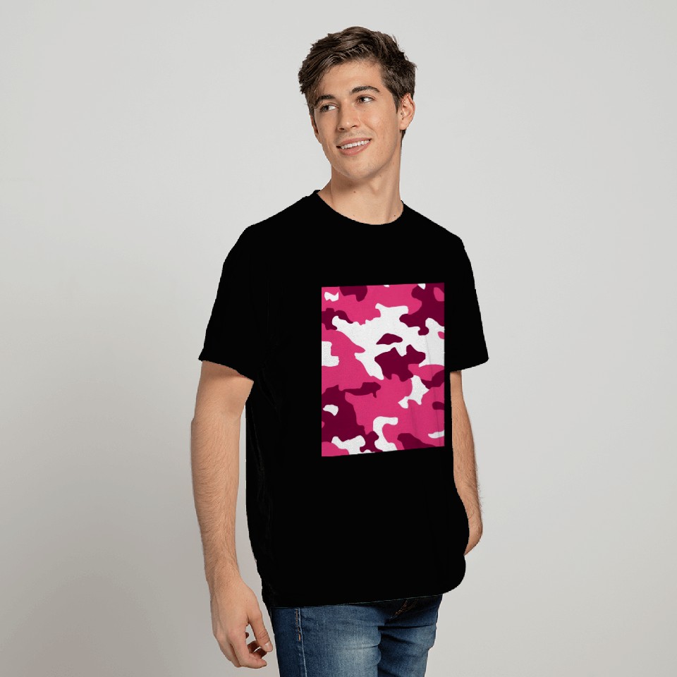 Pink Army Camo Pattern T Shirts