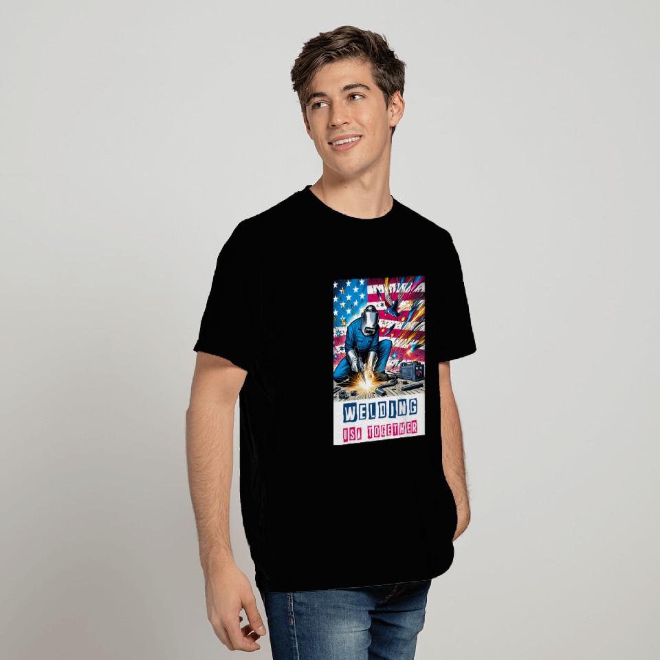 Welding USA Togehter Eagle USA Flag T Shirts