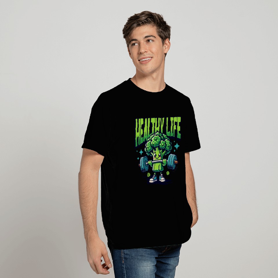Healthy Life Broccoli Mascot T Shirts