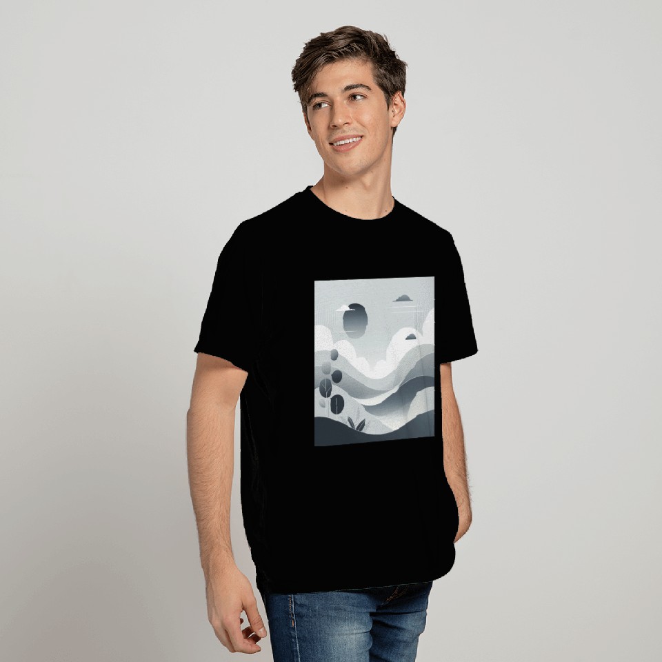 "Tranquil Monochrome Horizon" T Shirts