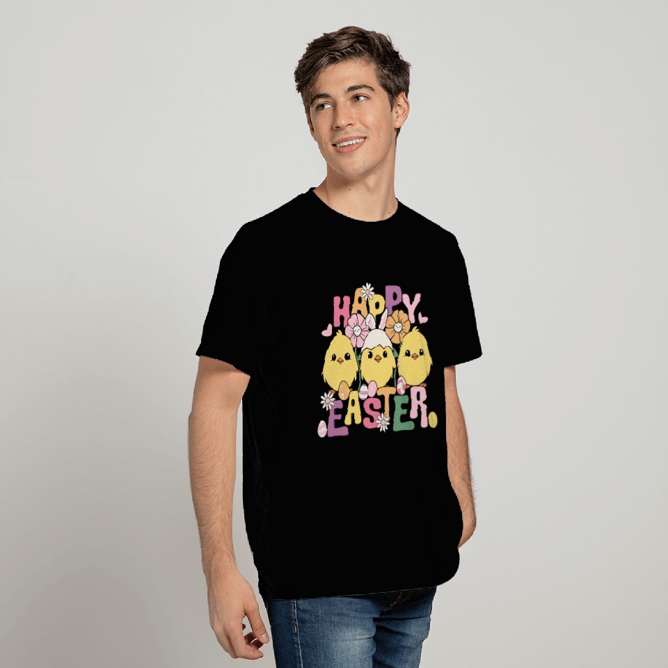 Happy Easter Easter eggs chicks Spring flowers T Shirts