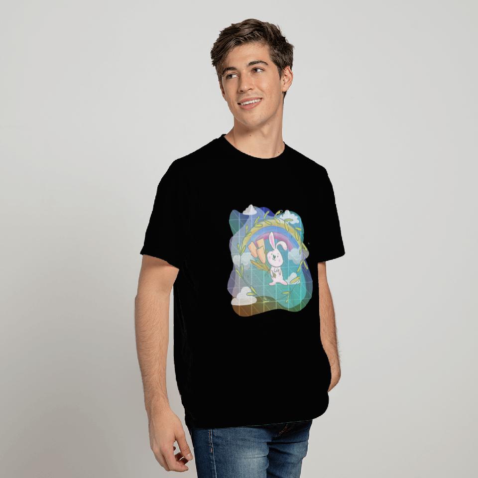 Cute Funny Easter Egg Rabbit With Flower Frame T Shirts