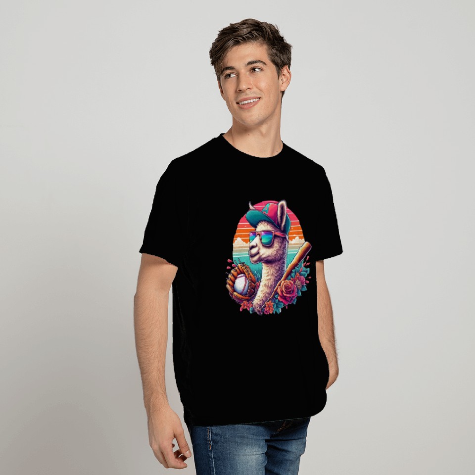 Llama Baseball Llama Playing Baseball Llama lover T Shirts