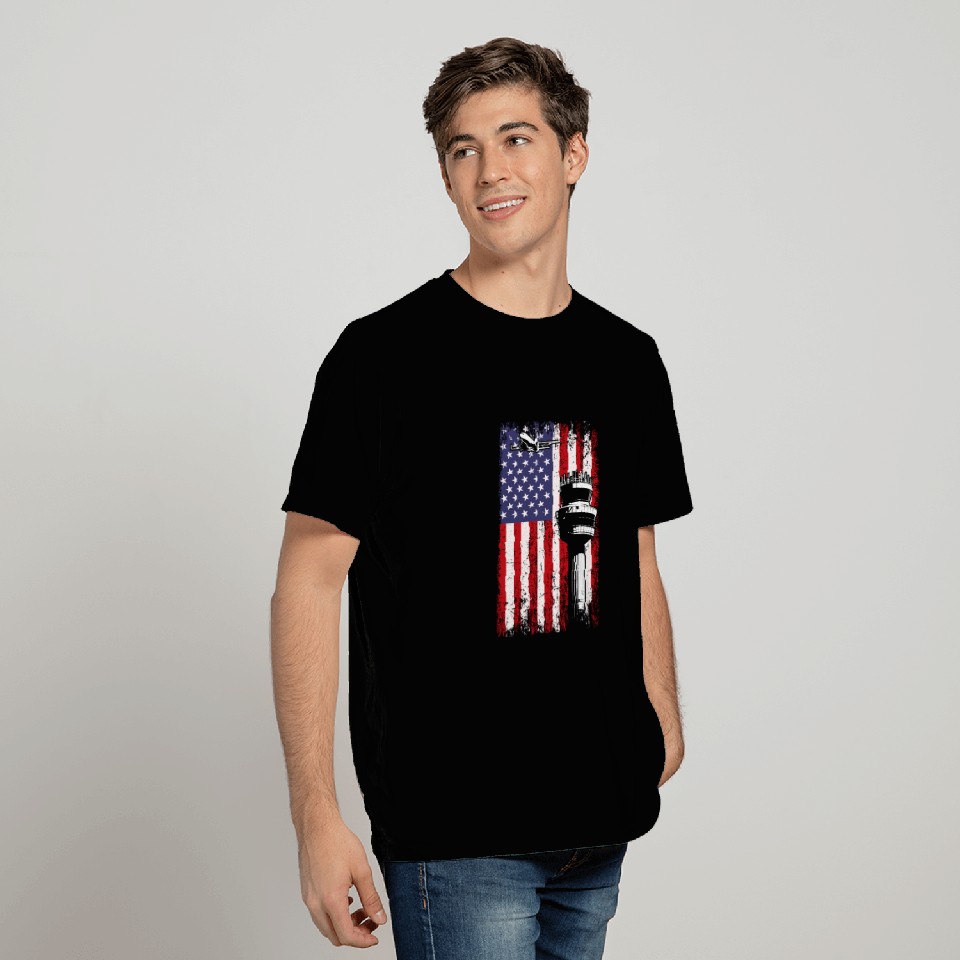 American Flag US, air traffic controller T Shirts