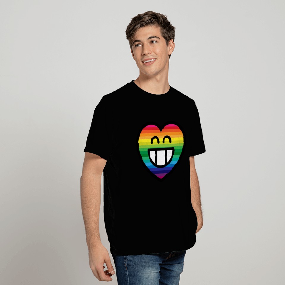 Emoticon Grin Rainbow Heart T Shirts