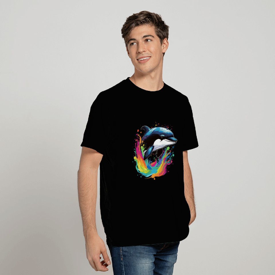 Dolphin In Ocean splash T Shirts