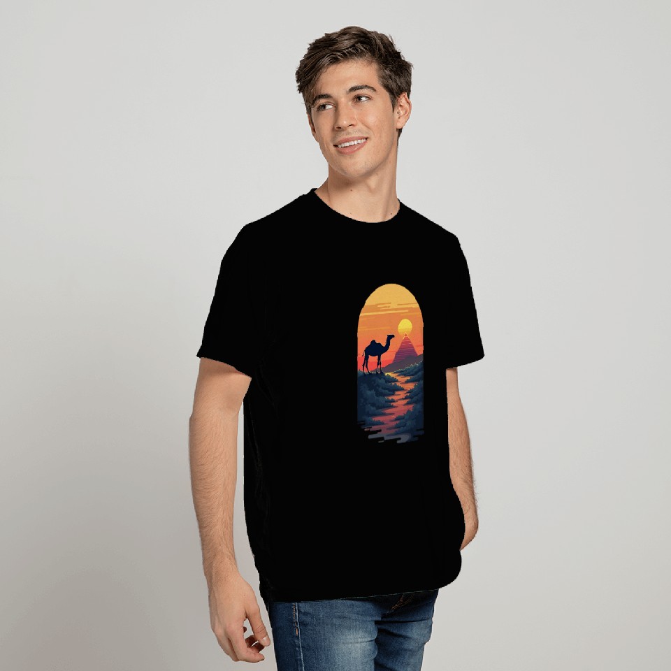 Sunset Behind the Pyramids T Shirts