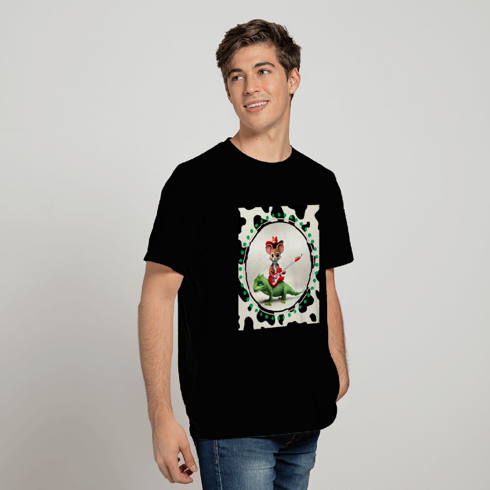 Mouse on Lizard Playing Guitar T Shirts