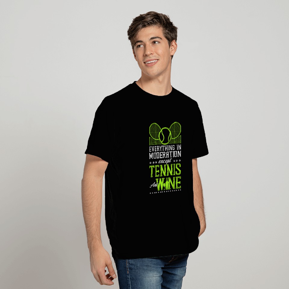 Funny Tennis Player Racket Wine T Shirts