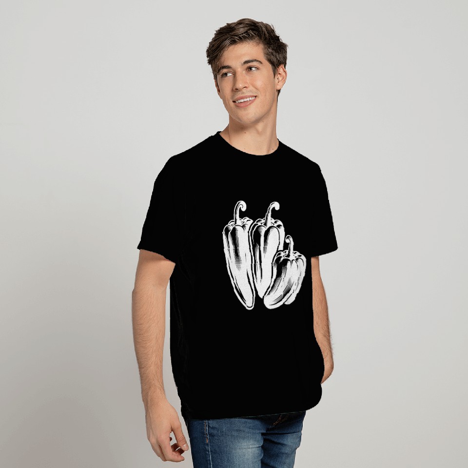 Three Peppers Simple Vegetable Design T Shirts