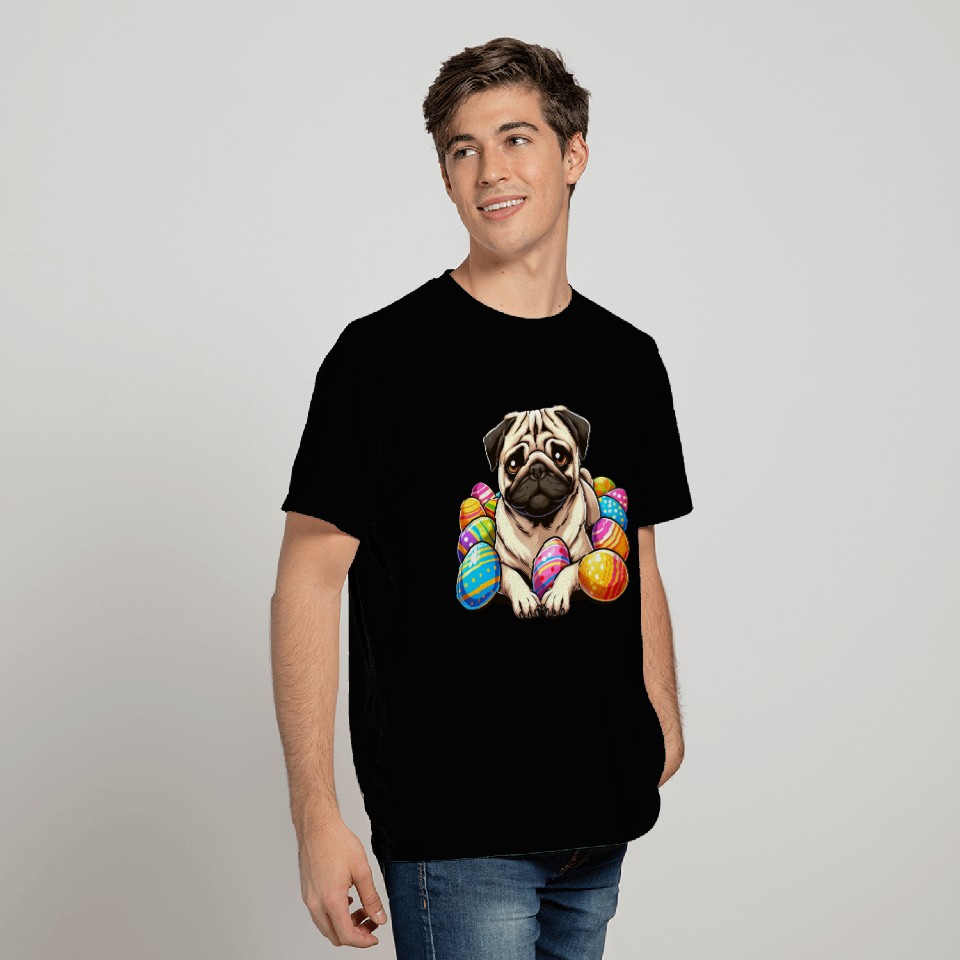 Cute Pug Easter Egg Cartoon Relax Chill T Shirts