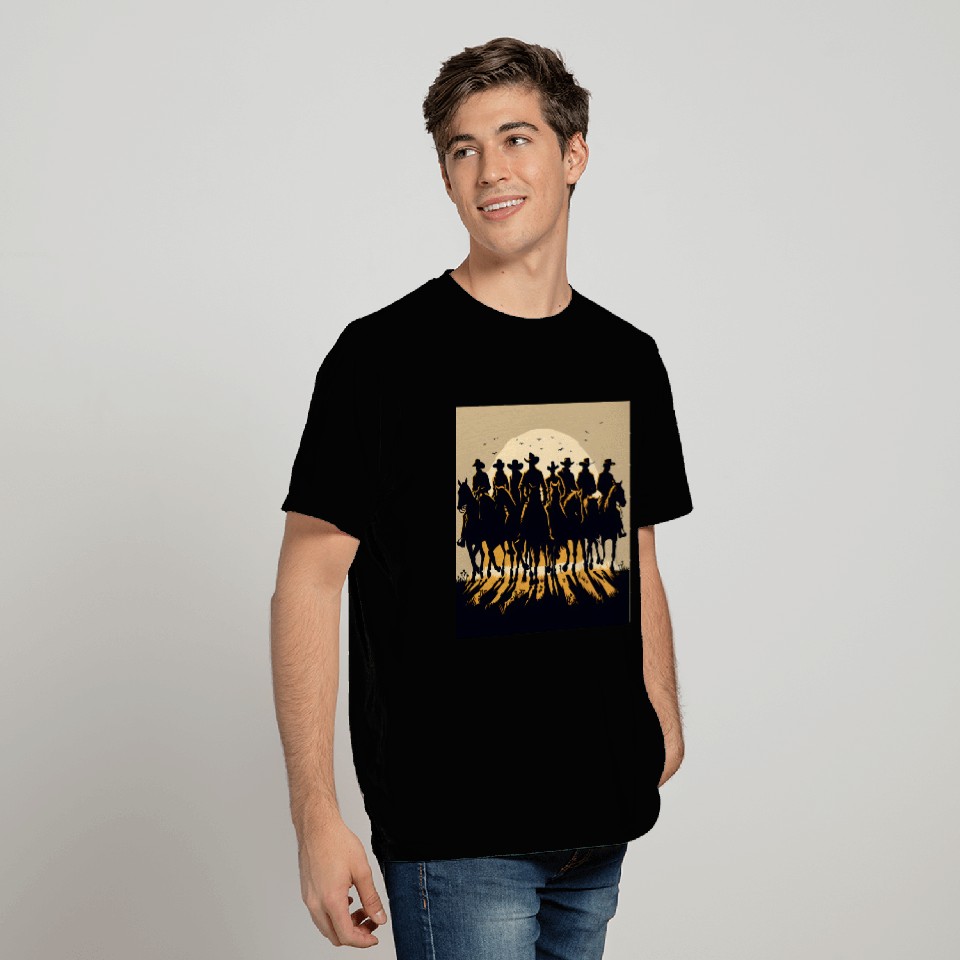 Western Sunset Cowboy Scene T Shirts