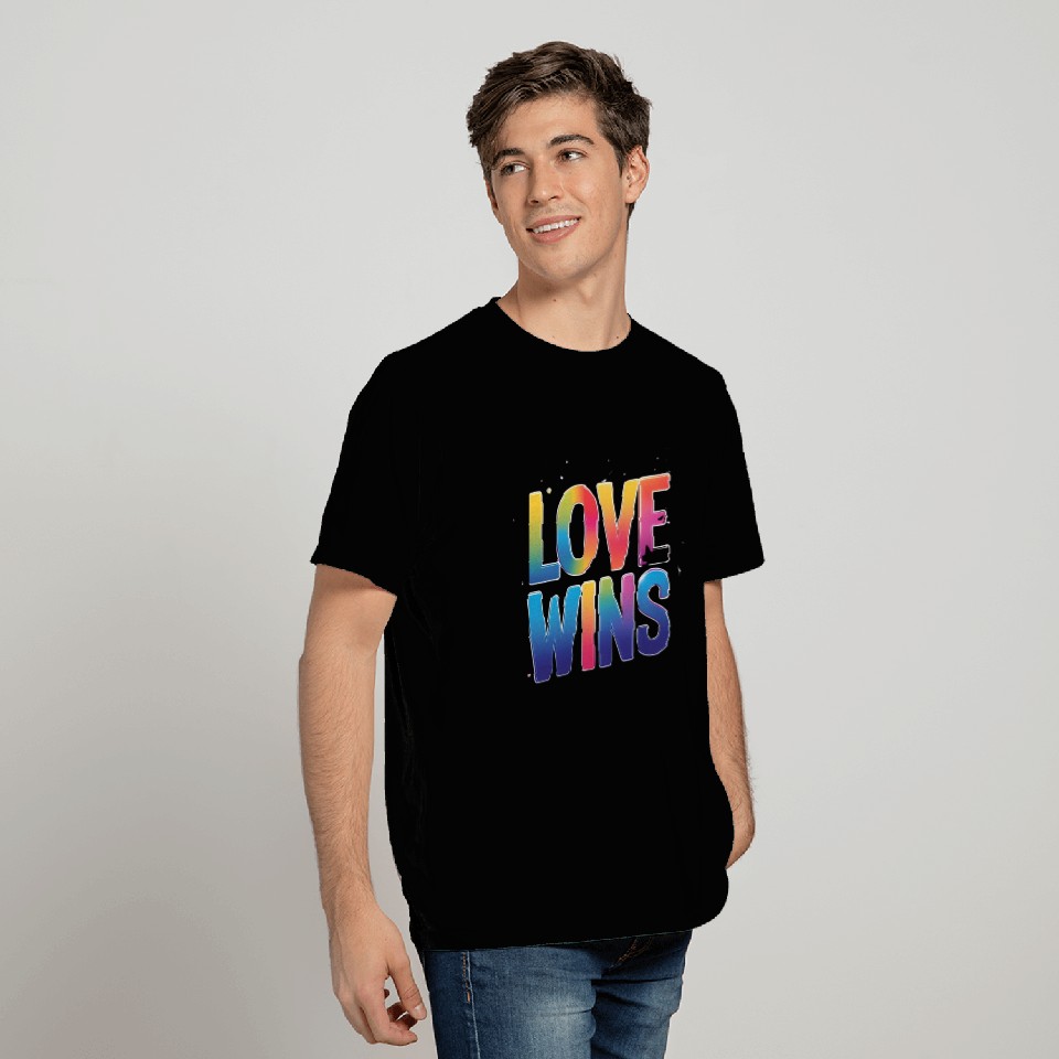 Love Wins Rainbow Script T Shirts – Pride Month T Shirts