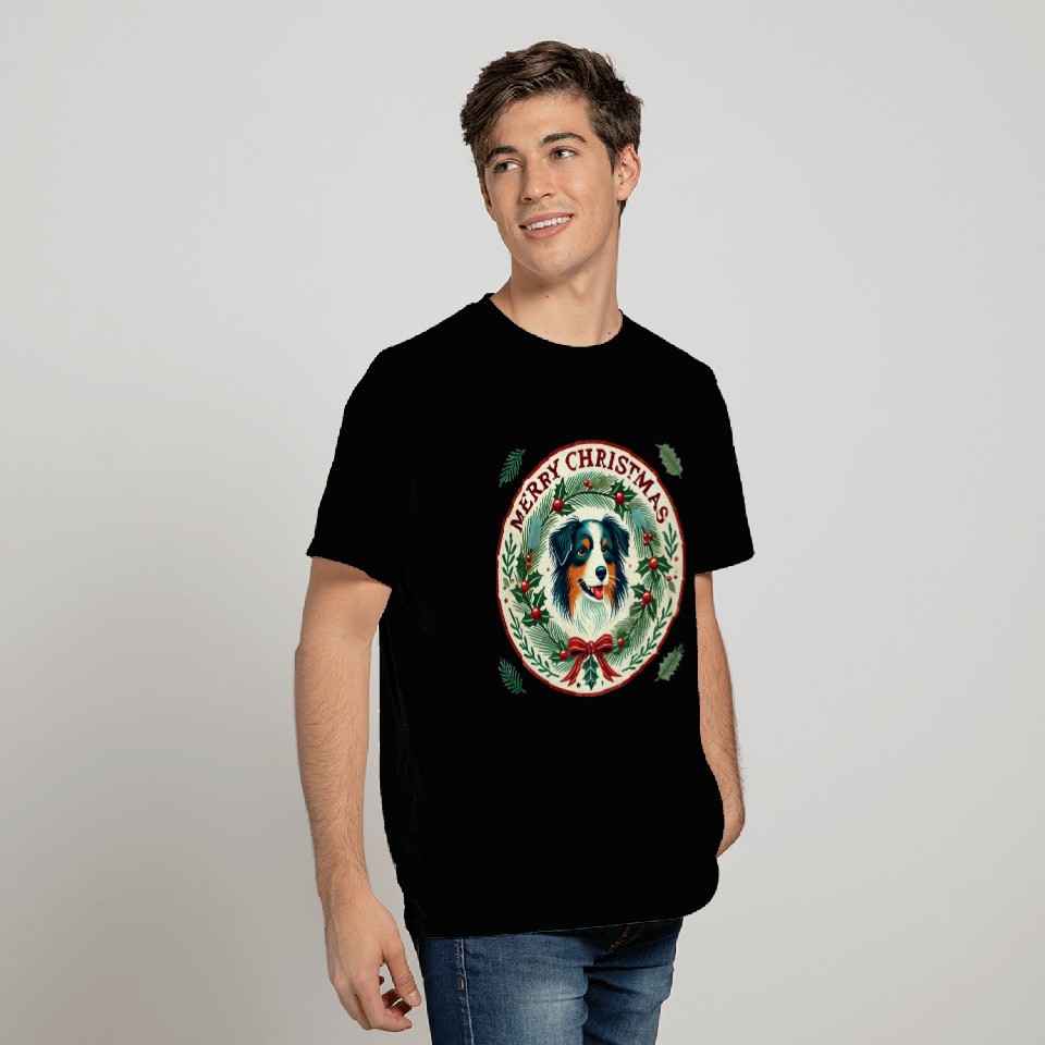 Merry Christmas Australian Shepherd T Shirts