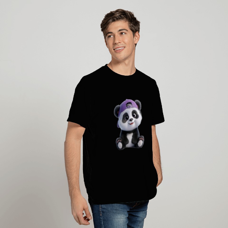 Adorable Panda Boy with Cap T Shirts