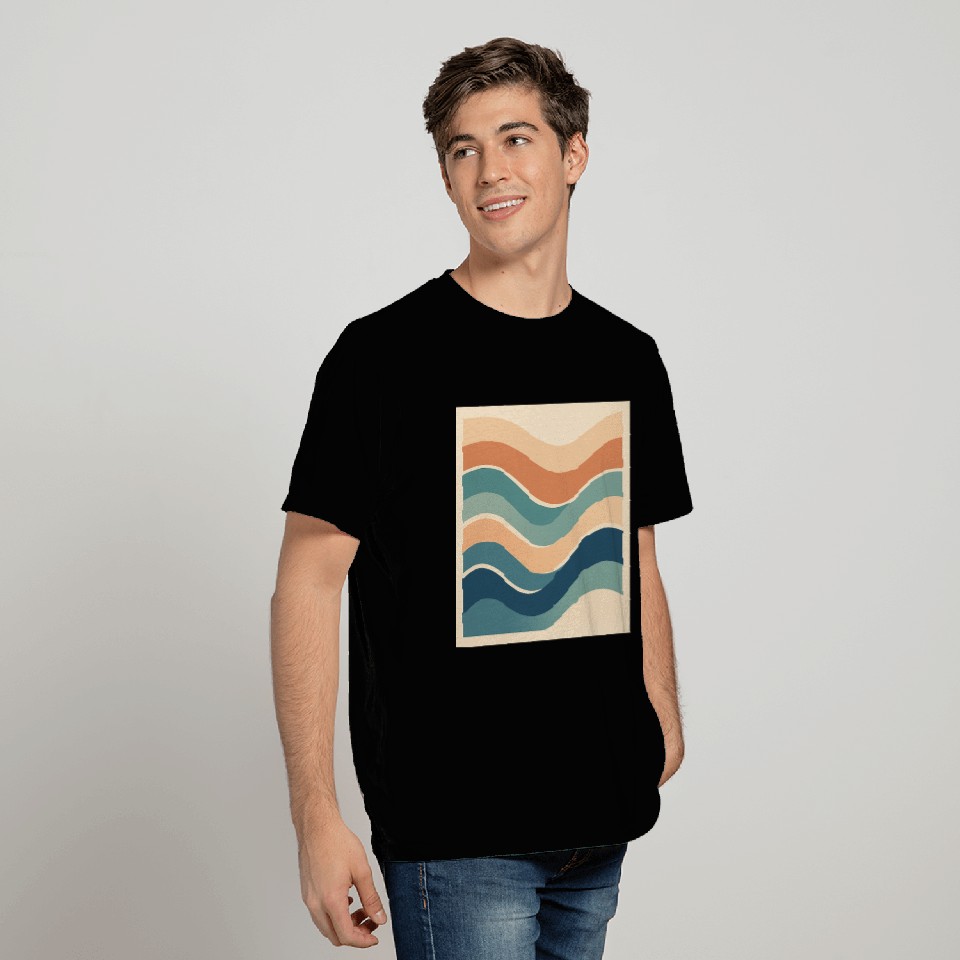 Serene Ocean Wave Abstract Design T Shirts