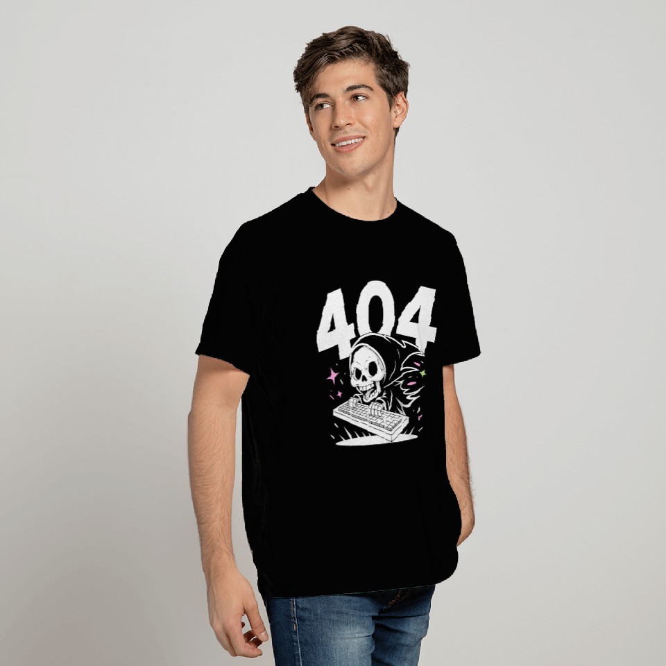 Skull Cartoon Emergency 404 Error Design T Shirts