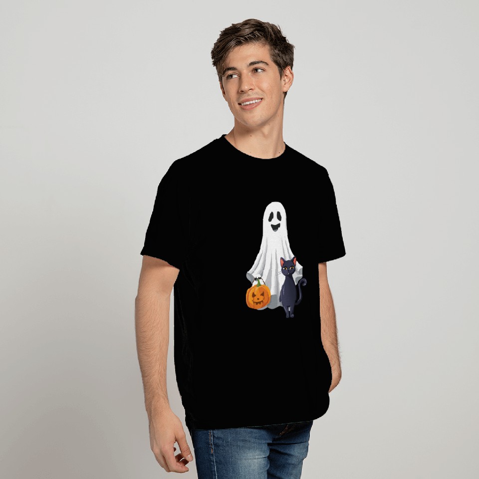 Halloween Ghost Cat Pumpkin T Shirts