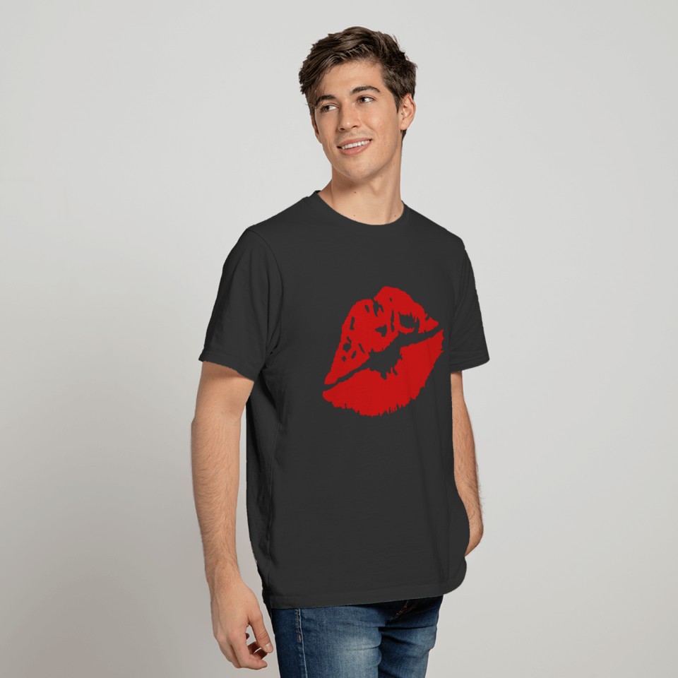 A red lipstick imprint T-shirt