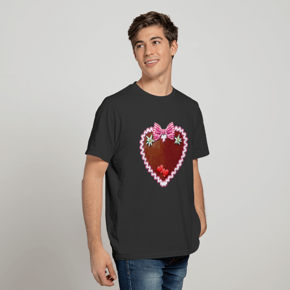 Lebkuchen Gingerbread Ribbon Edelweiss heart Herz T Shirts