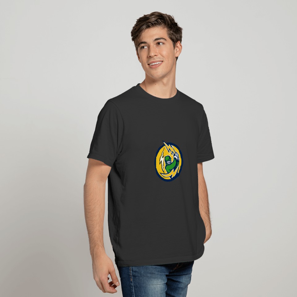 Cricket Player Lightning Bat Circle Retro T-shirt