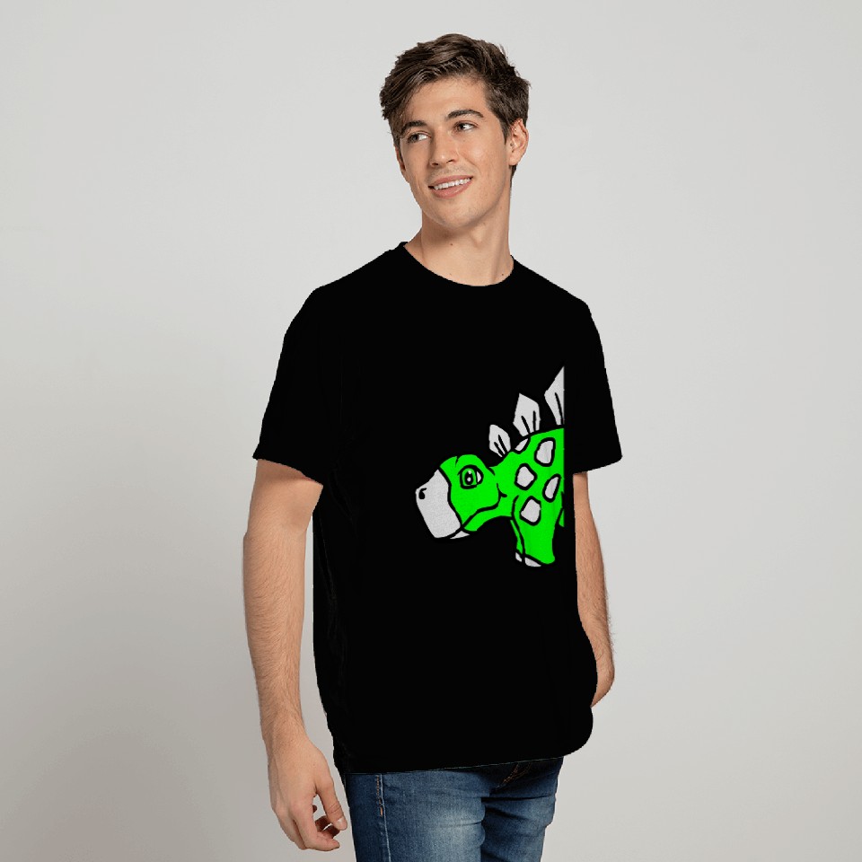 half head stegosaurus cute cute small herbivore li T Shirts