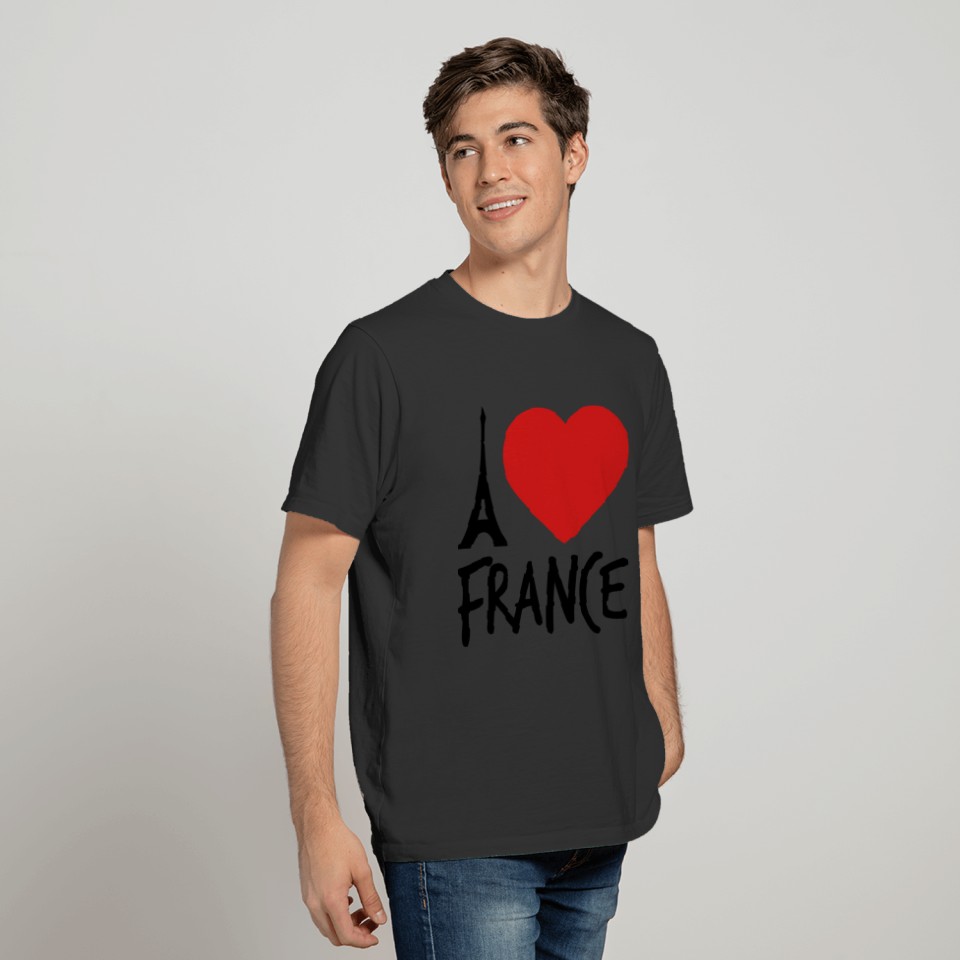 text i love love heart tower tower eiffel 3 colors T-shirt