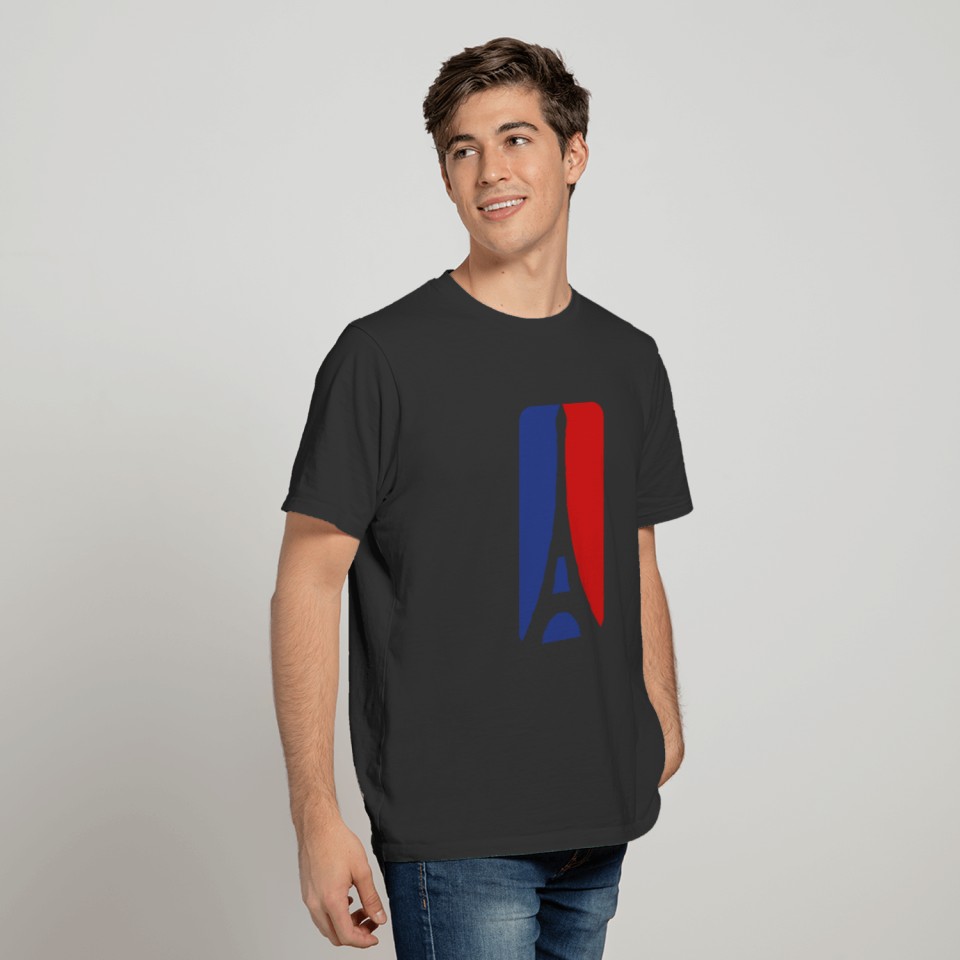 tower eiffel 3 colors france nation blue white red T-shirt